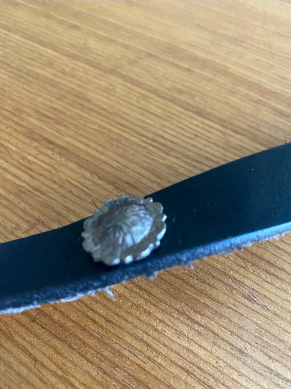 Vintage Black Leather Western Motif Belt Cowboy Hat Concho Small